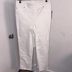 NWT Colleen Lopez Pull On Stretch White High Rise Raw Hem Jeans Medium W31"L25.5